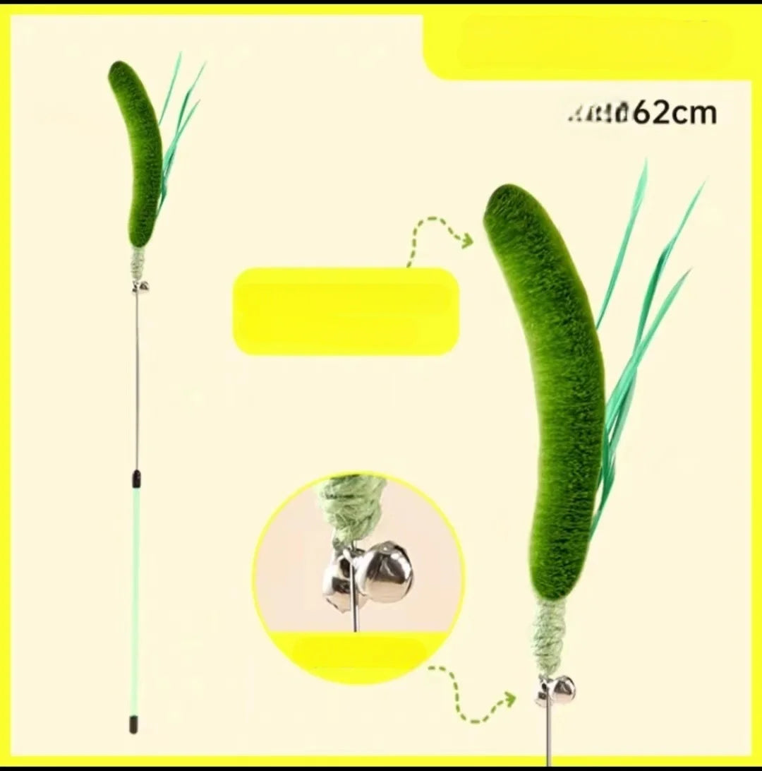 HKM-308883 Durable Interactive Cat Teaser Toy - 62CM Polyester & Metal Design