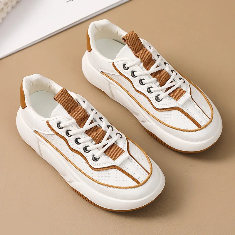 HKM-212755 YB6051-1 New Women's Sports Shoes Solid Color Autumn Breathable Increase Sole Sports Casual Shoes Versatile Board Shoes