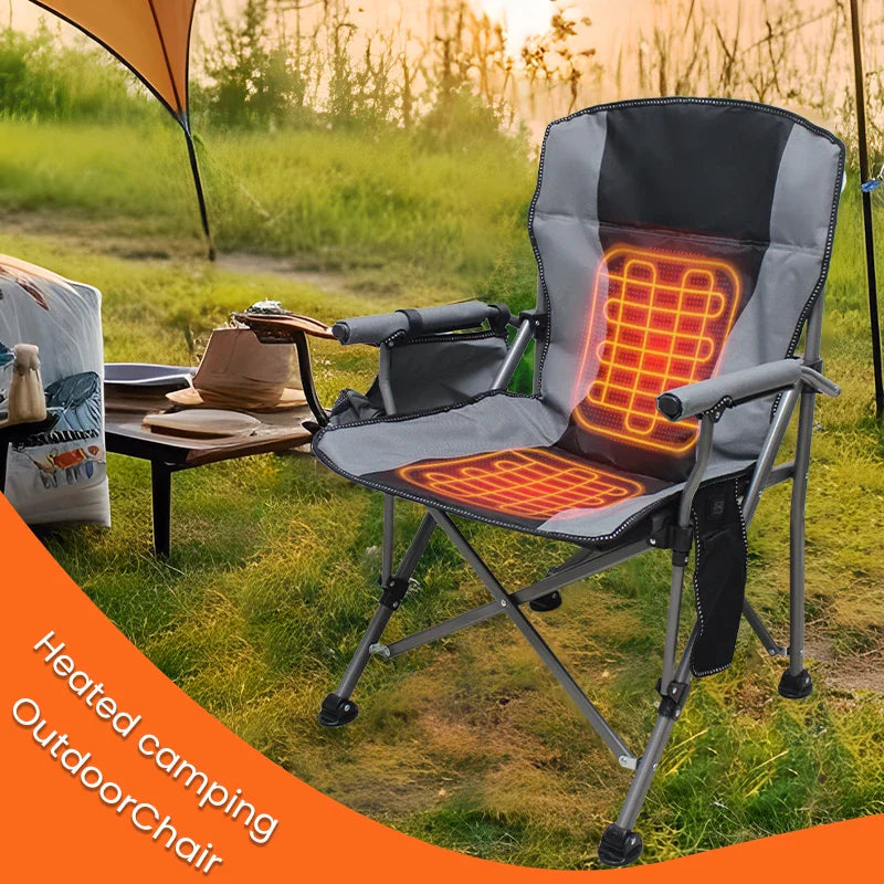 HKM-535315 Portable Heated Outdoor Folding Bean Bag Chair for Camping, Fishing, and Stadium Use