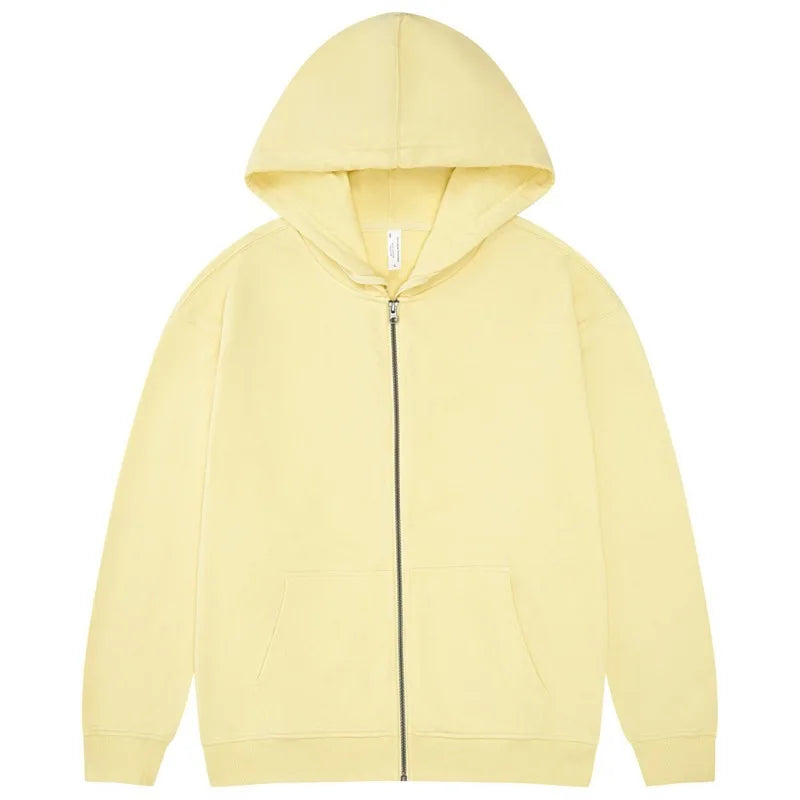 HKM-948307 Men's Women's 380G Oversized Puff Technique Hooded Sweatshirt High Fleece Solid Color Zipper Casual Sports Print Pullover