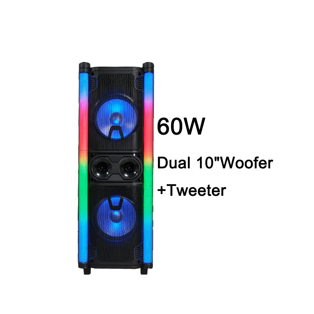KTX-907091 Portable PA Speaker System with Dual 10" Woofers, 60W Tweeter, and Party Lights