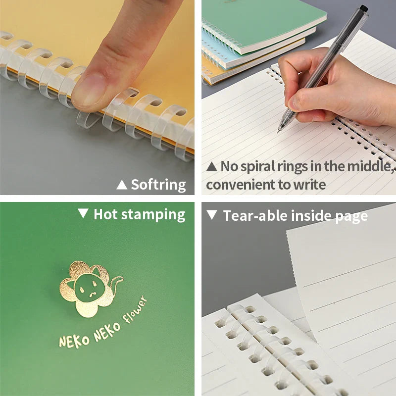 KTX-390995 Cute Animal Pattern A5 Soft Ring Spiral Bound Notebook with PP Cover