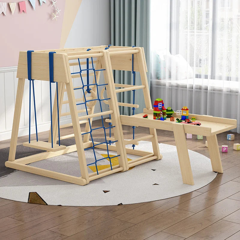 KTX-232915 Foldable Wooden Triangle Climbing Ladder for Indoor and Outdoor Play Gym - Safe and Sturdy Kids' Toy