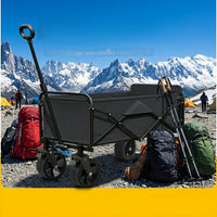 Outdoor Camping Car Portable Picnic Storage Platform Four-wheel Folding Trolley Small Trailer High Carbon Steel 600D Oxford