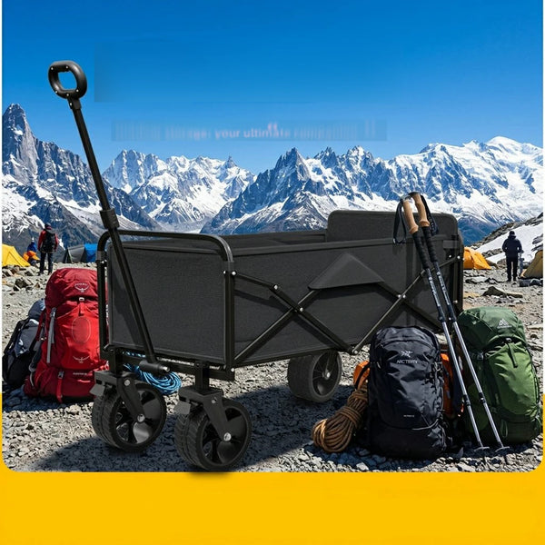 Outdoor Camping Car Portable Picnic Storage Platform Four-wheel Folding Trolley Small Trailer High Carbon Steel 600D Oxford