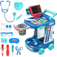HKM-229843 Kids Doctor Play Set - Pretend Play Medical Trolley for Ages 2 to 13 Years - Plastic Components