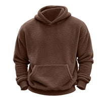 HKM-194643 Men's Reversible Arctic Fleece Pullover Sweatshirt Pocket Hooded Warm Sweater Street Solid Color Long Sleeve Pullover Sweatshirt