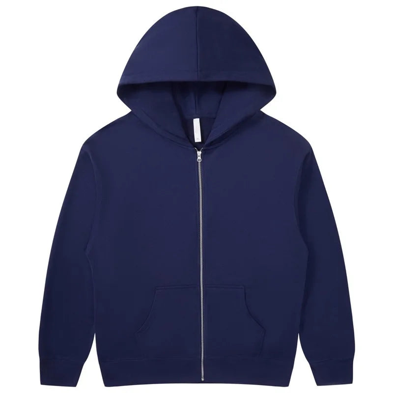 HKM-948307 Men's Women's 380G Oversized Puff Technique Hooded Sweatshirt High Fleece Solid Color Zipper Casual Sports Print Pullover