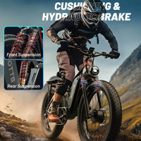 HKM-7877331 Dual Motor Electric Fat Tire Bike, 2 x 750W Motors, 48V 20Ah Battery, 26 x 4 in Tires, Hydraulic Disc Brakes