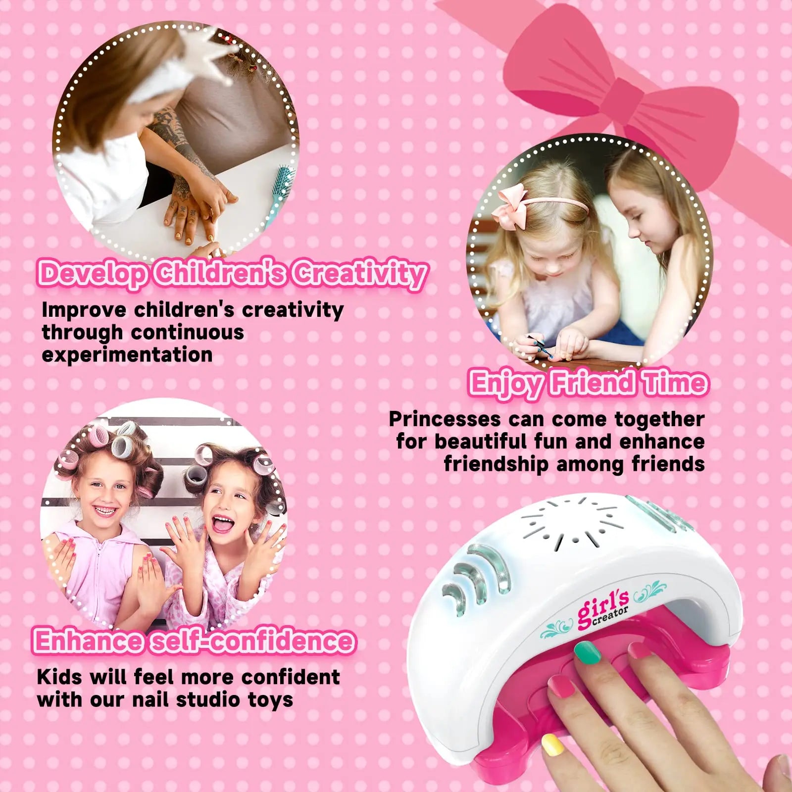 HKM-392531 Kids Nail Polishing Playset with Makeup Accessories for Ages 2-7