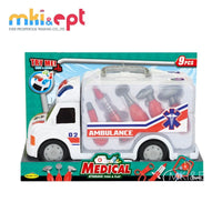 HKM-720211 Cartoon Musical Ambulance Toy Car with Medical Kit for Kids Ages 2-13
