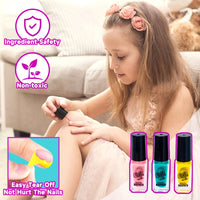HKM-392531 Kids Nail Polishing Playset with Makeup Accessories for Ages 2-7