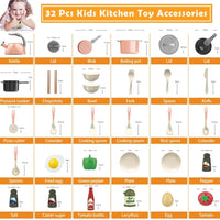 HKM-607251 Mini Luxury Pink Kitchen Playset - 32Pcs Kids Pretend Food Toys for Ages 5 and Up
