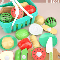 HKM-476179 11-Piece Plastic Toy Kitchen Set for Kids - Magnetic Food Fruits and Vegetables Cutting Play Items