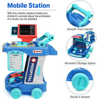 HKM-229843 Kids Doctor Play Set - Pretend Play Medical Trolley for Ages 2 to 13 Years - Plastic Components