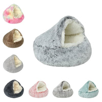 HKM-586835 Plush Round Winter Warm Cat and Dog Bed - Soft, Comfortable, and Machine Washable