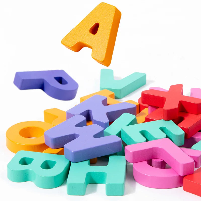 KTX-170835 Children's Wooden Animal Letter Puzzle - 26 Pcs Alphabet Matching Blocks for Educational Play