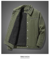 HKM-144915 Men's Winter Heated Jacket New Cotton Long Coat with Thick Lamb Wool Embroidery Decor Reversible Men's Jackets
