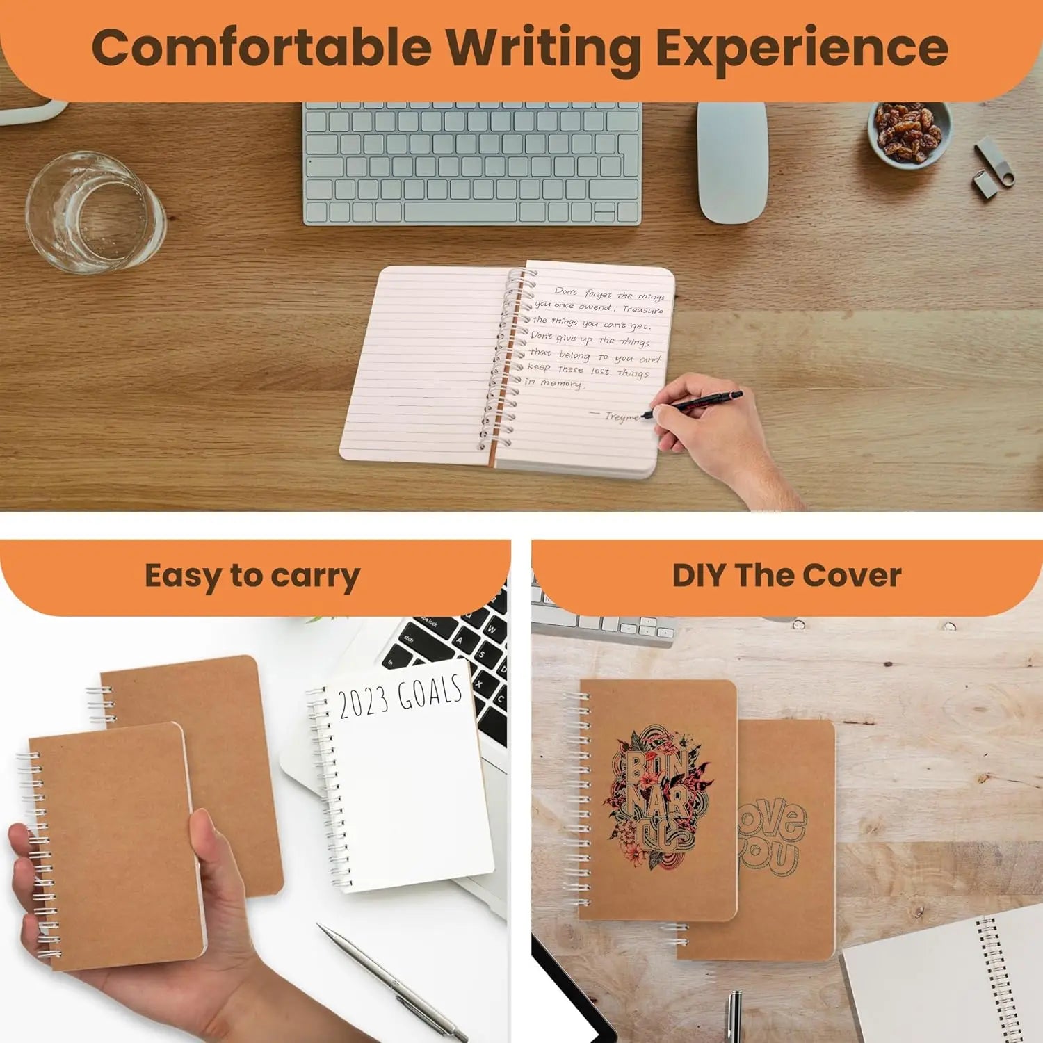 KTX-768403 Small Pocket Notebooks 5 Pack with 180 Ruled Pages for Writing, Drawing, and Note Taking