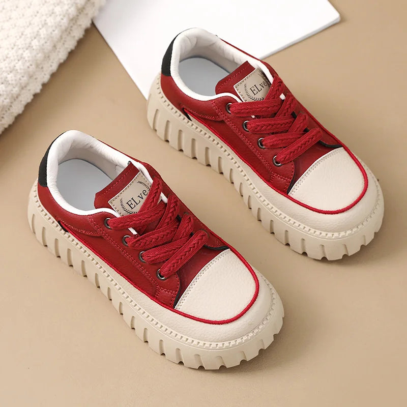 HKM-605971 XQ5858 New Women's Loafers Solid Color Sports Casual Shoes for Summer Breathable Increase Thick Sole Versatile Board Shoes for