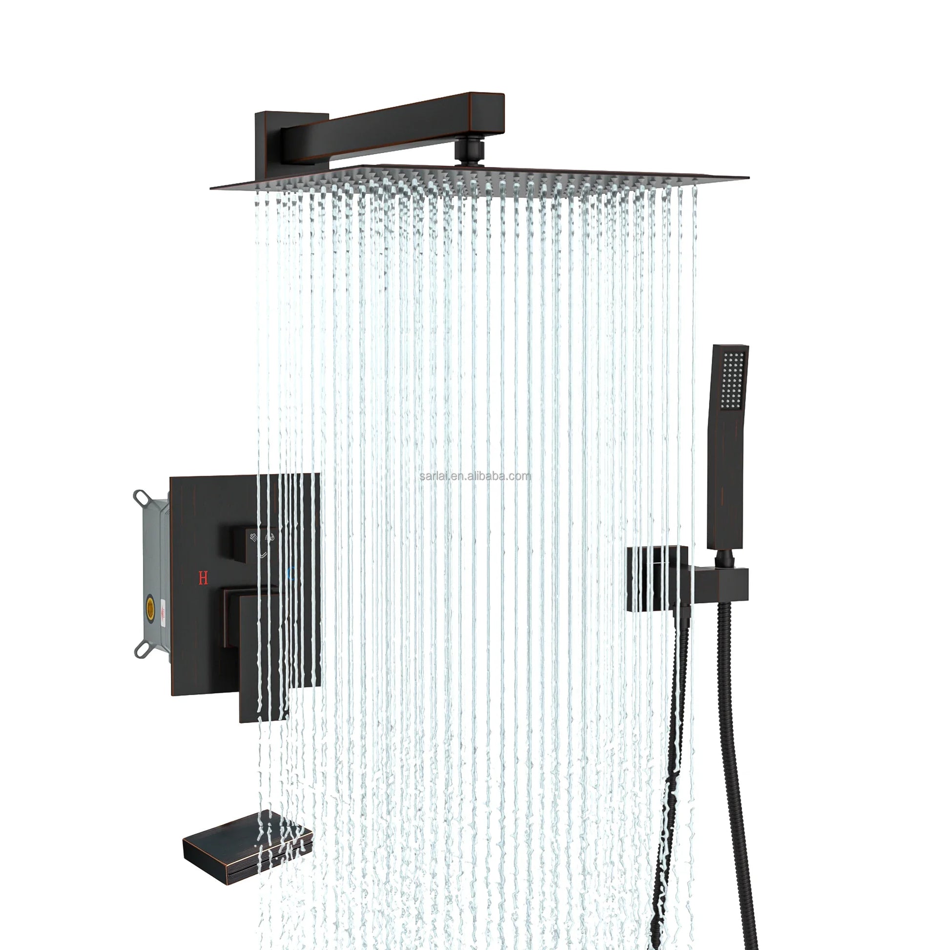 KTX-408851 Concealed Wall-Mounted Shower System with 10/12 Inch Stainless Steel Shower Head and Handshower