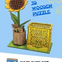 HKM-085267 3D Wooden Jigsaw Puzzle Flower Model Kit - Red Rose Educational Craft for Kids and Adults