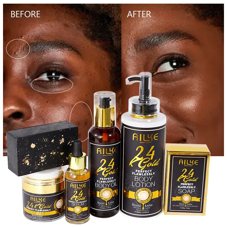 HKM-391187 Customisable 24K Gold Moisturising Face Care Set with Papaya Extract for Melasma and Dark Spot Treatment