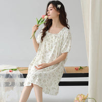 HKM-427475 Hot Selling Women Sleepwear Short Sleeved Small Floral Fragments Night-gown Lady Nighty Sexy Lovely Women Nightdress for Home