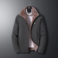 HKM-226259 Customizable Men's Winter Warm Jacket for Middle-Aged and Elderly Hooded Long and Loose Top with Velvet Addition Thickening