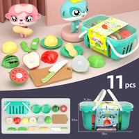 HKM-476179 11-Piece Plastic Toy Kitchen Set for Kids - Magnetic Food Fruits and Vegetables Cutting Play Items