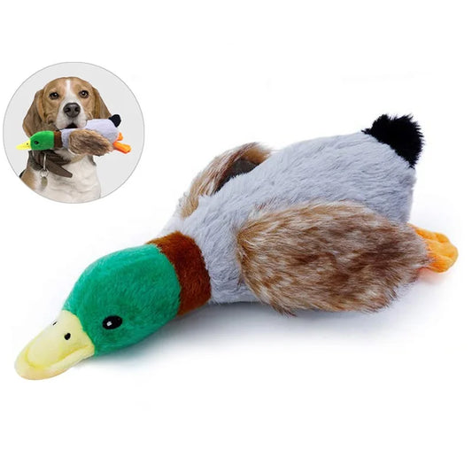 KTX-749523 Interactive Plush Duck Dog Toy with Squeaker for Chewing and Playtime
