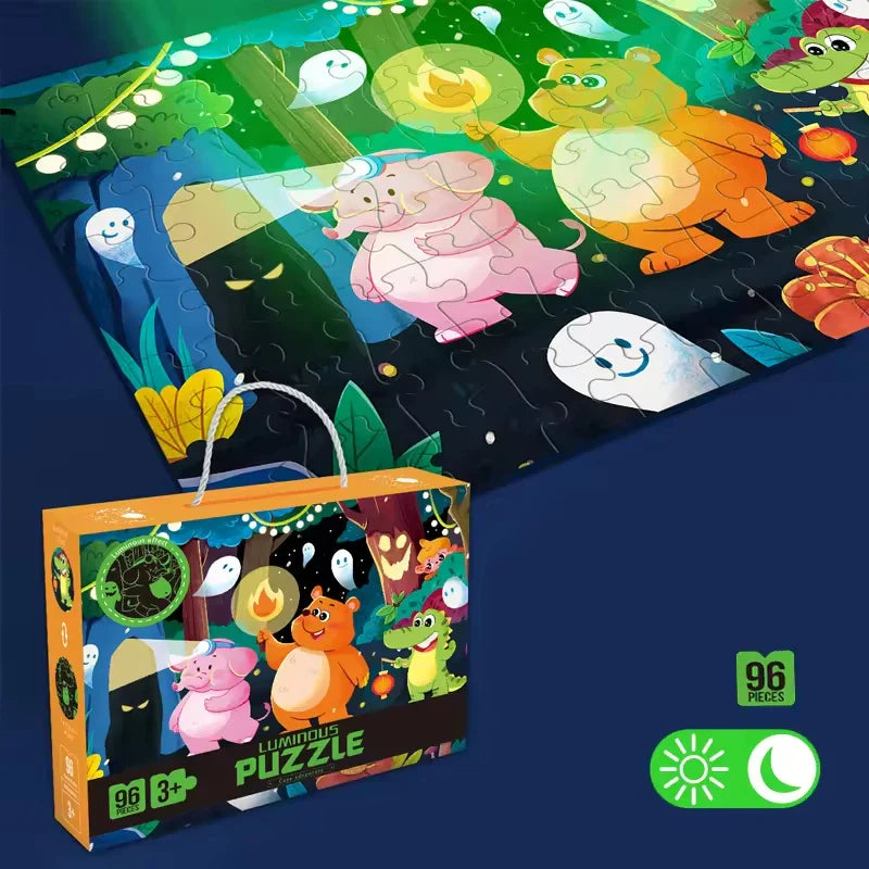HKM-838931 Glow-in-the-Dark Children’s Puzzle Plane Educational Block Toy 26x19.5x6cm