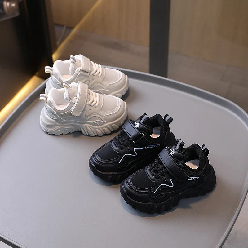 HKM-148371 Wholesale Lightweight and Breathable Casual Sneakers Boys' and Girls' White Slip-On Platform Running Shoes