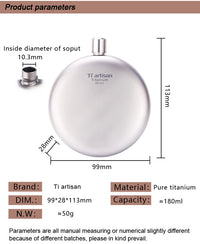 Hip Flask Titanium Ultralight Wine Bottle with Funnel Camping Picnic Pocket Whiskey Alcohol Drinkware  Camping Accessories