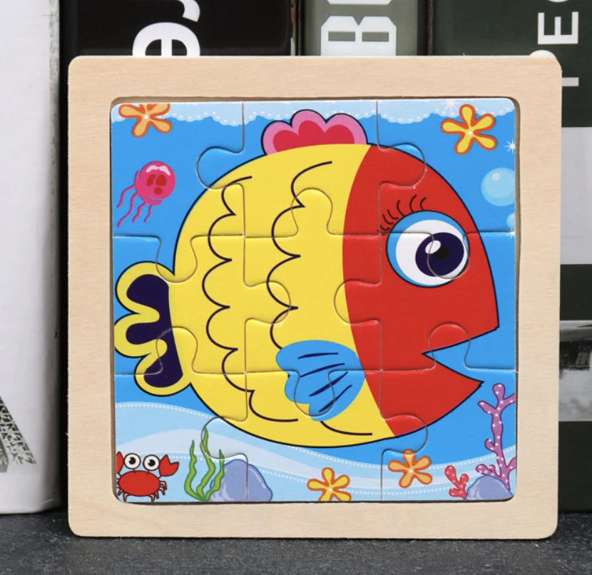 KTX-777619 Wooden Animal Puzzle Toy for Toddlers Age 1-3 - Educational and Interactive Learning Game