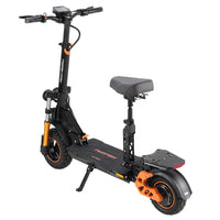 HKM-4594593 Off-Road Folding Electric Scooter with Seat, 800W Motor (1000W Peak), 48V 18Ah Battery, 28 mph, 11/10 in Tires