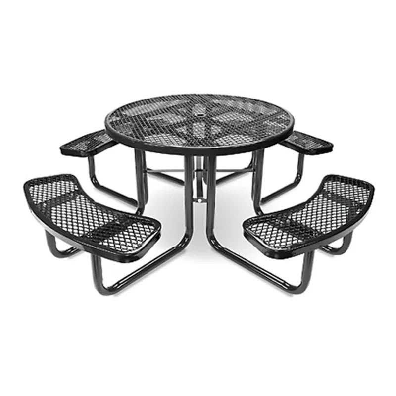 KTX-629011 Outdoor Steel Picnic Table with Umbrella Hole and Thermoplastic Coating for Commercial Use