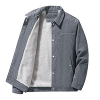 HKM-144915 Men's Winter Heated Jacket New Cotton Long Coat with Thick Lamb Wool Embroidery Decor Reversible Men's Jackets