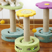 HKM-554067 Cat Tree Wall Shelves with Scratcher Post and Climbing Frame for Playful Cats