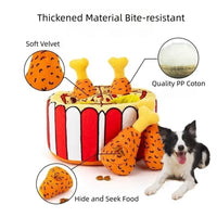 HKM-832019 Plush Squeaky Dog Toys Set - Fried Chicken and Pizza Puzzle Cognitive Enrichment