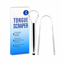 HKM-504147 Stainless Steel U-Shaped Tongue Cleaner Set with Laser Logo - Oral Care Hygiene Kit