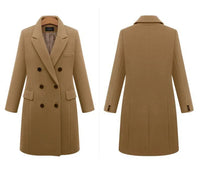 HKM-438675 Women's Winter Clothing Medium to Long Plus Size Double-Breasted Wool Coat With Cashmere Lining Shearling Leather Cotton Filling