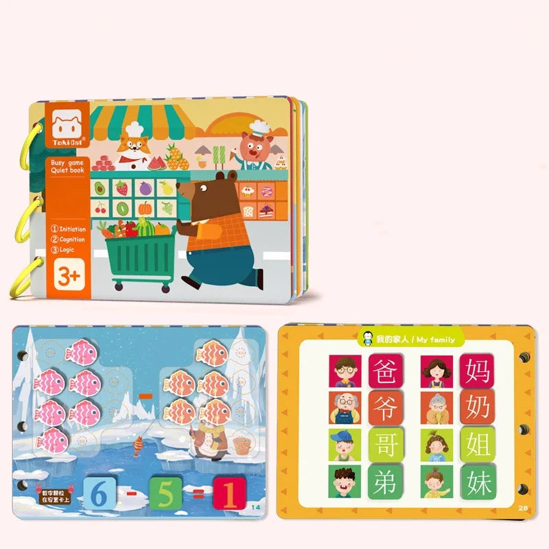 KTX-671251 Montessori Educational Animal Farm Busy Book with Paper Sensory Stickers for Preschool Learning