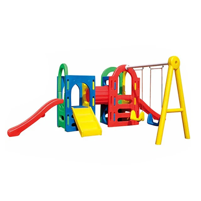 KTX-954963 Kids Outdoor Plastic Playhouse and Slide for Backyard Fun