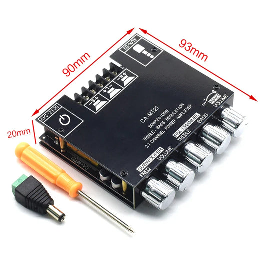 KTX-286803 2.1 Channel Subwoofer Amplifier Module ZK-MT21 5.0BT 12V 24V 2*50W+100W for Home Audio Systems