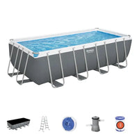 HKM-470931 Bestway 56670 Power Steel Rectangle Above Ground Swimming Pool 4.88m x 2.44m x 1.22m