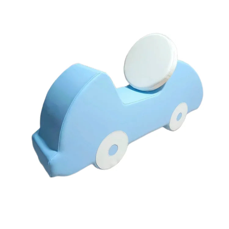 KTX-299603 Pastel Blue and Pink Soft Play Car Toy for Toddlers - Indoor and Outdoor Rocker Set
