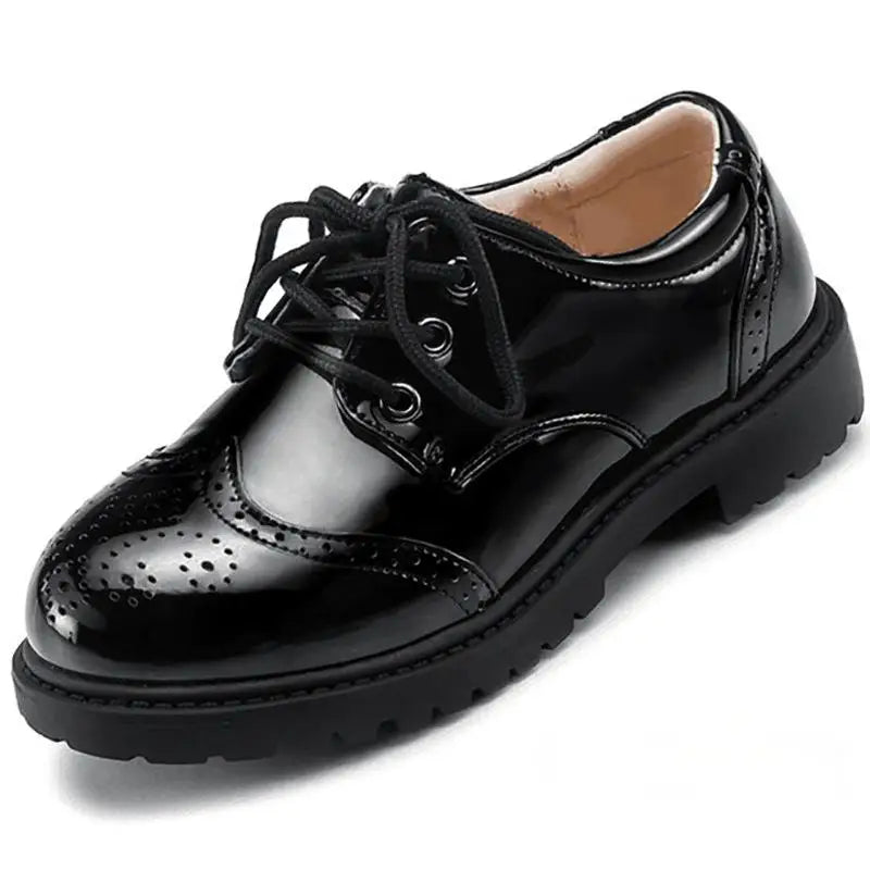 HKM-050067 Wholesale Baby School Shoes Fashion Soft Leather Newborn Boy Girls Rubber Sole Non-slip Students Casual Shoes