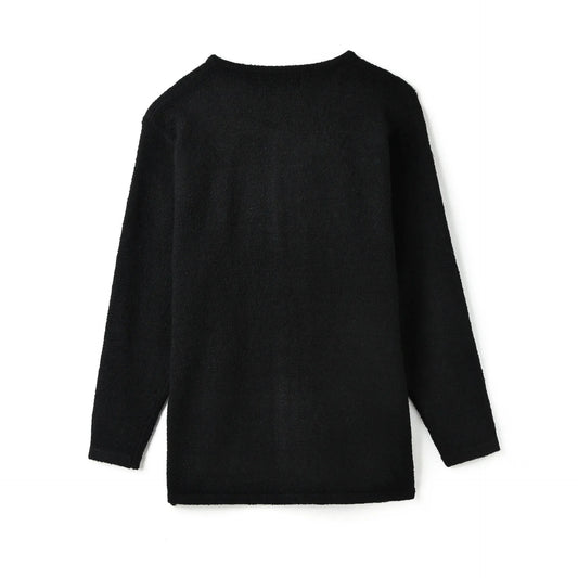 KTX-307603 Handmade Mauhair Women's Long Sleeve Crew Neck Embroidered Knitted Cardigan Retro Antique Floral Casual Winter Button Plus Front