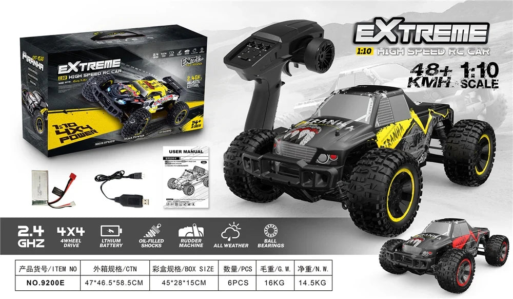 HKM-986963 Waterproof 2.4GHz 1/10 Scale 4x4 Off-Road RC Racing Car with High Speed and Reliable Performance